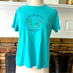 Life is Good 30-A turquoise tee size small